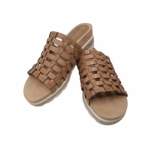 Bella Vita Oaklynn Wedge Sandal Leather Tan Sandal Women's Size 8M - Picture 2 of 9